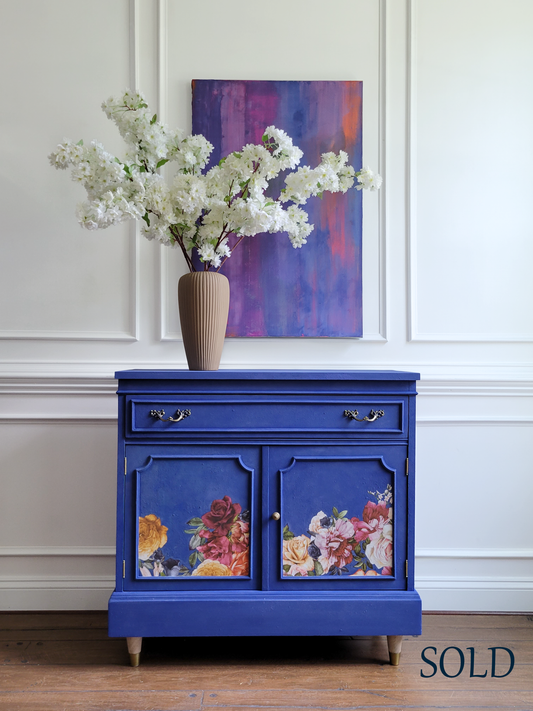 Blue flower buffet painted furniture